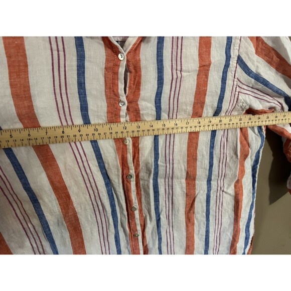 Jones New York Orange blue white 100% Linen Button up women’s shirt size 2X - Picture 5 of 6